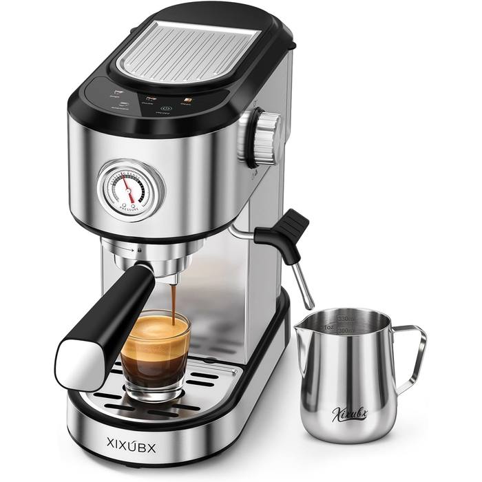 Espresso Machine Milk Frother Touchscreen Silver New