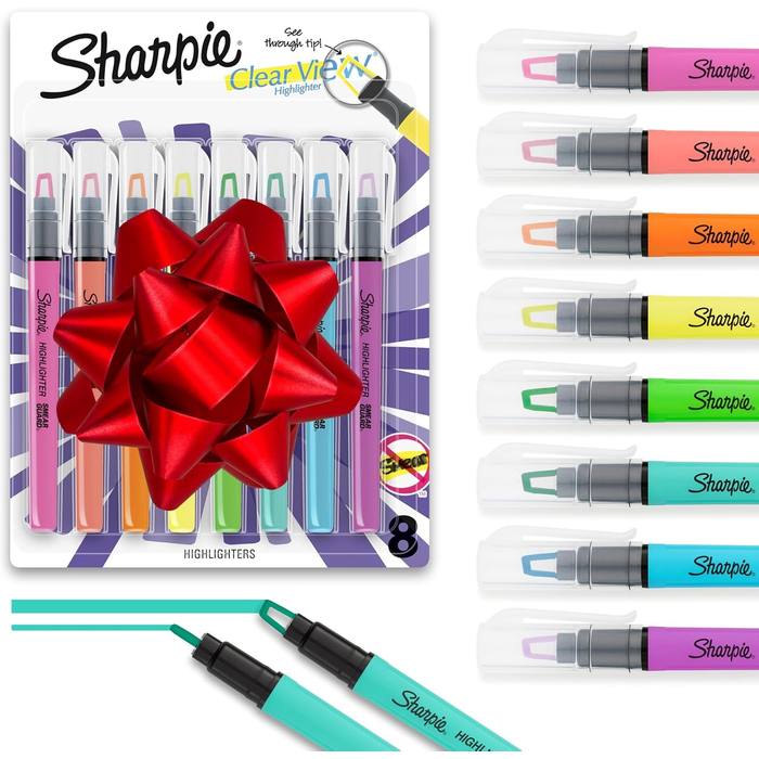 Sharpie Clear View Highlighters, Chisel Tip, Pack of 8 New