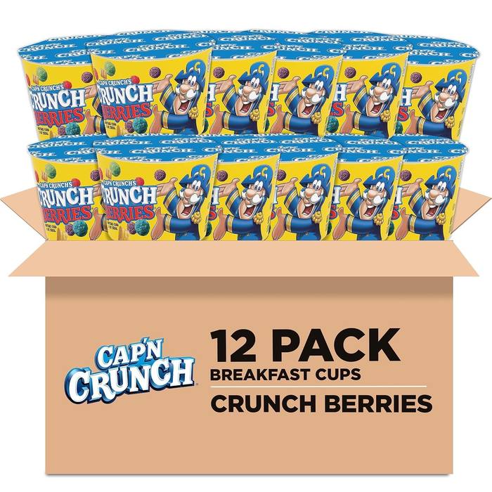 Cap'n Crunch Crunch Berries Cereal Cups 12 Pack 1.3oz Individual Breakfast